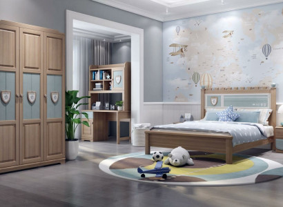 Youth room children's room set bed chest of drawers wardrobe 5-piece bedroom new